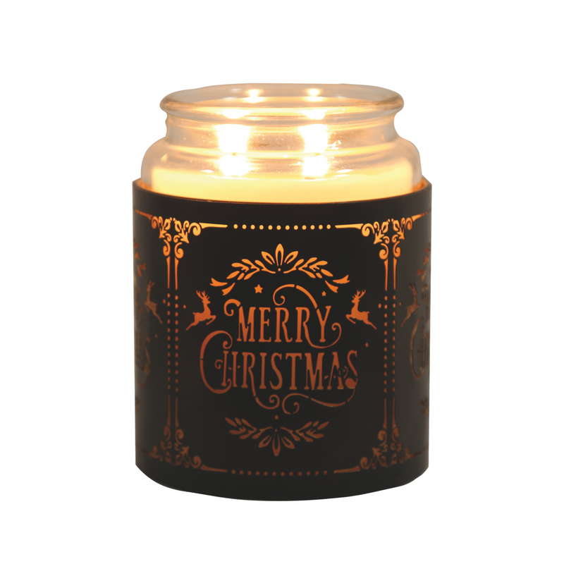 Aroma Black Merry Christmas Tealight Wax Melt Warmer and Candle Holder