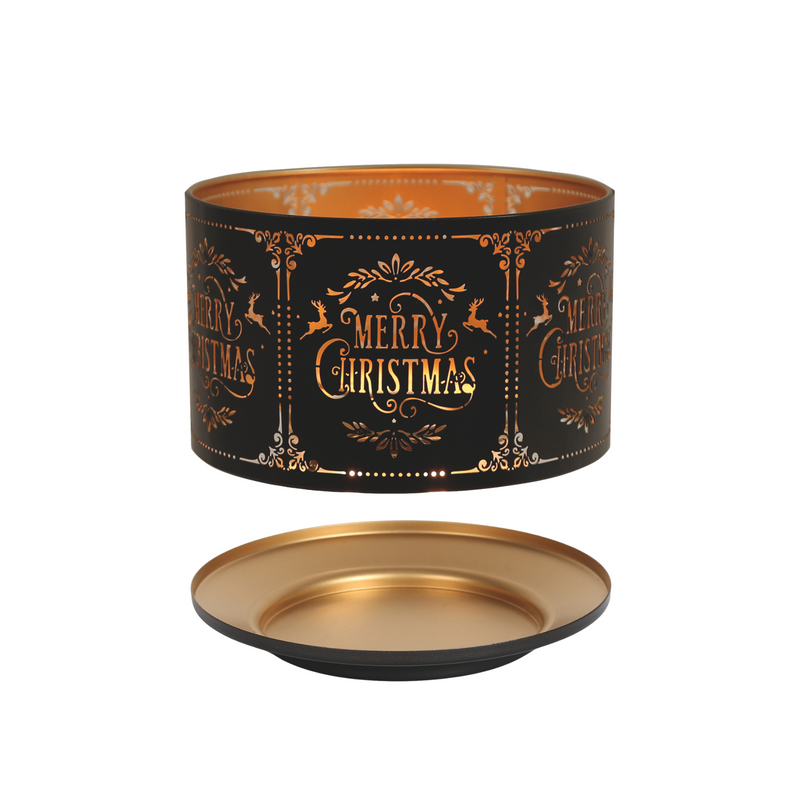 Aroma Black Silhouette Merry Christmas Candle Shade & Tray Set