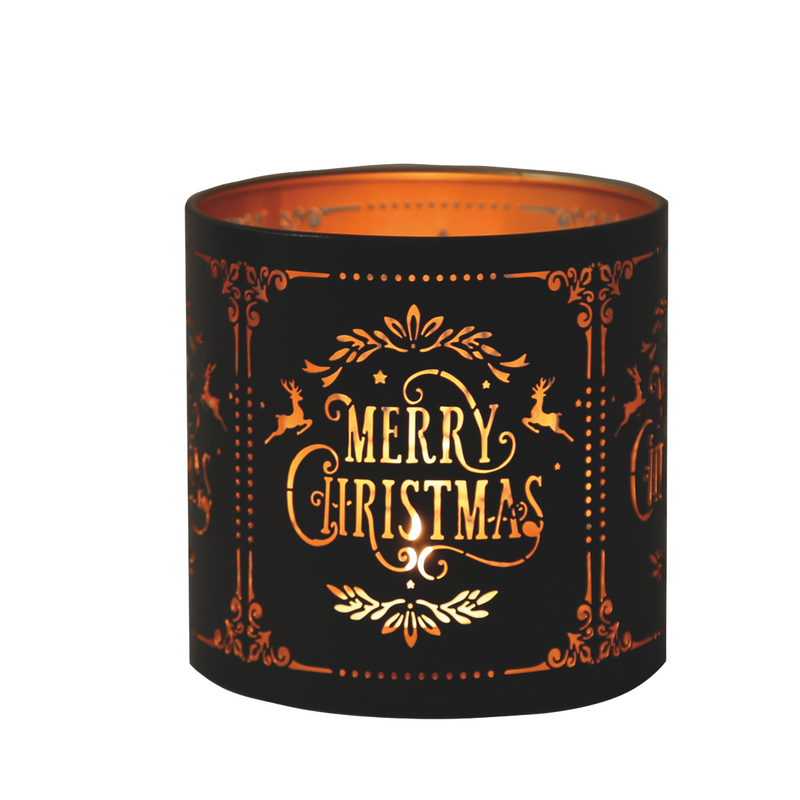 Aroma Black Merry Christmas Tealight Wax Melt Warmer and Candle Holder