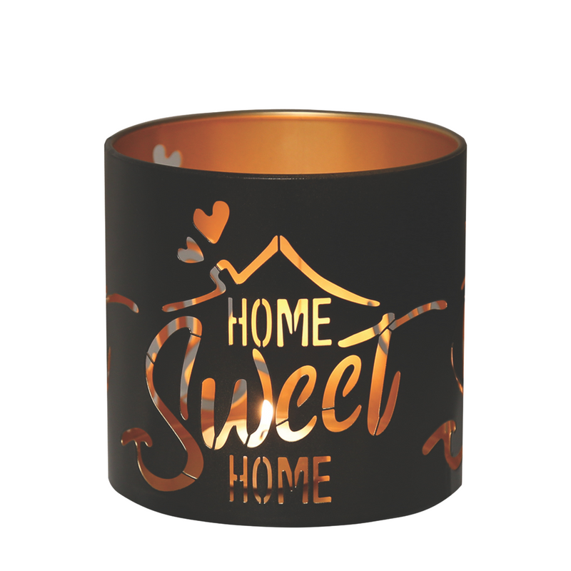 Aroma Black and Gold Home Sweet Home Tealight Wax Melt Warmer and Candle Holder