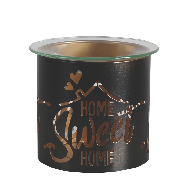 Aroma Black and Gold Home Sweet Home Tealight Wax Melt Warmer and Candle Holder