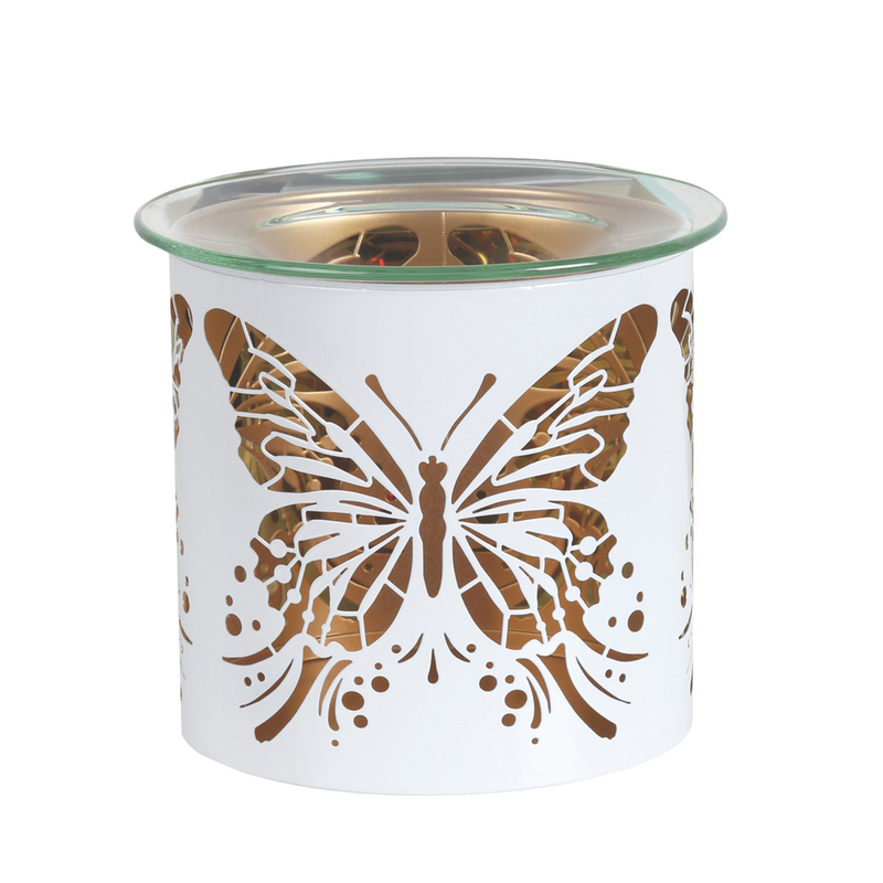 Aroma White Butterfly Tealight Wax Melt Warmer and Candle Holder