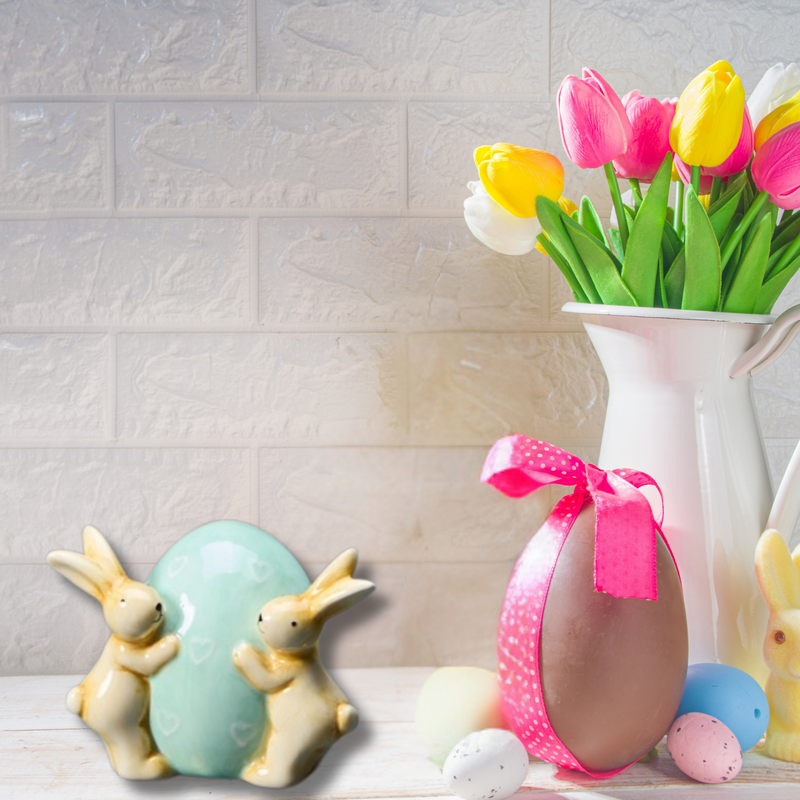 Bunny Rabbit Ornament Holding Blue Egg