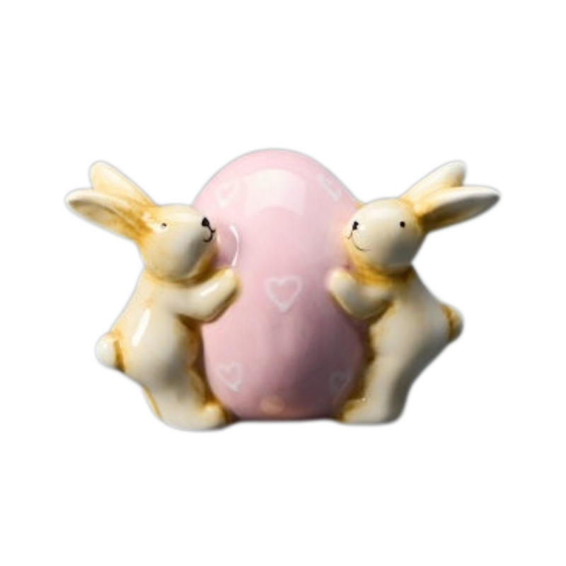 Bunny Rabbit Ornament Holding Pink Egg