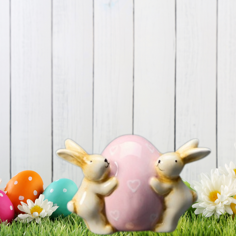 Bunny Rabbit Ornament Holding Pink Egg
