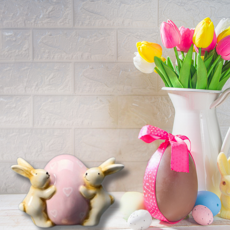 Bunny Rabbit Ornament Holding Pink Egg