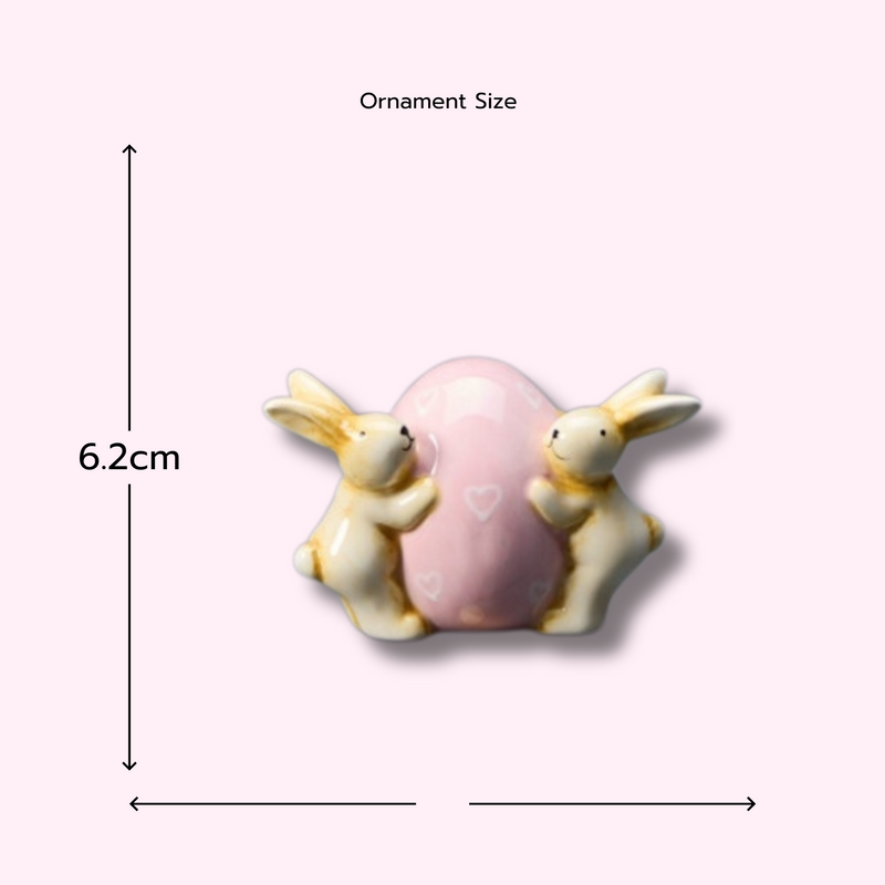 Bunny Rabbit Ornament Holding Pink Egg