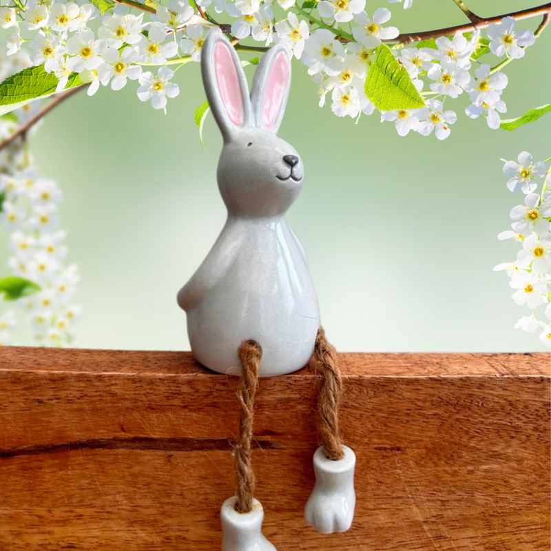 Ceramic Dangley Legged Sitting Rabbit Spring Decoration