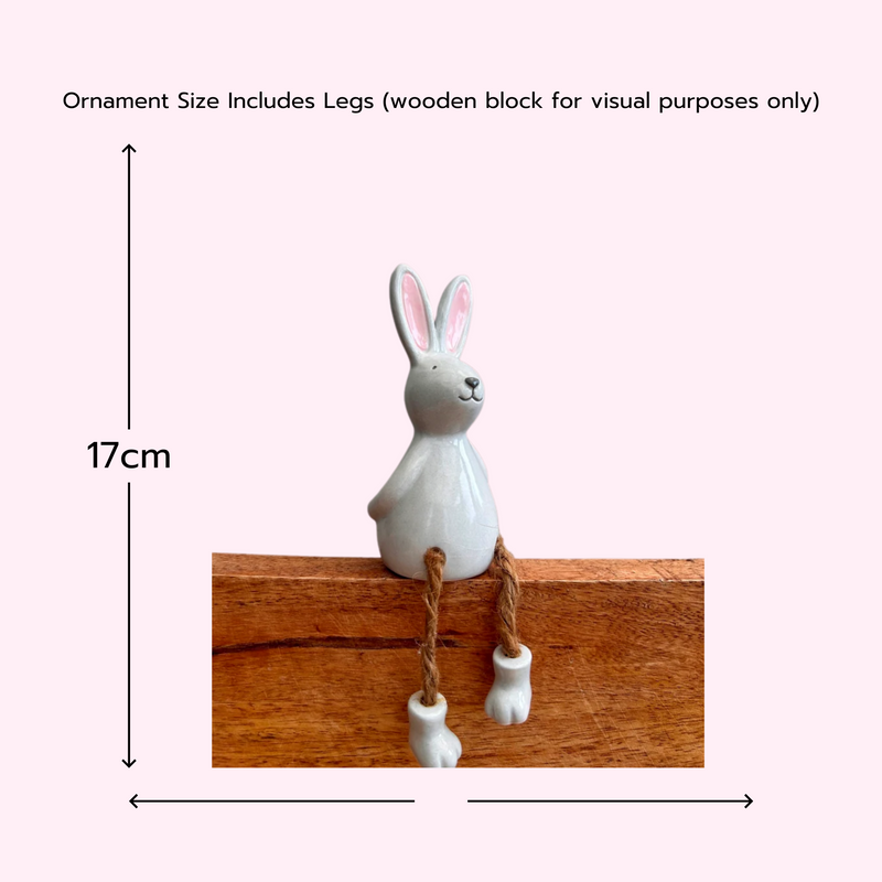 Ceramic Dangley Legged Sitting Rabbit Spring Decoration