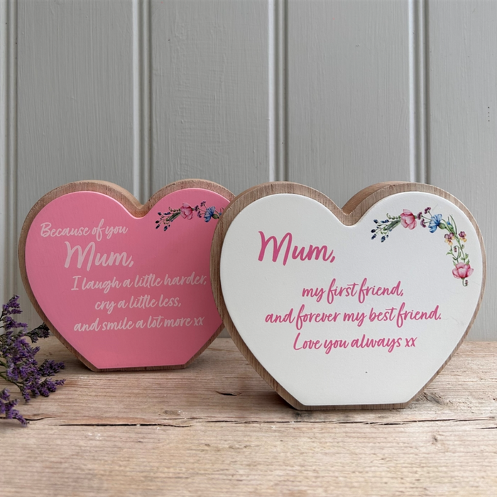 'Mum' Wooden Heart Plaque