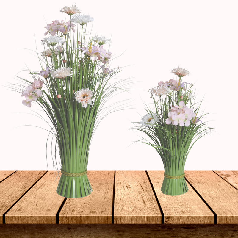 Pink and White Hydrangea Artificial Faux Floral Bundle Arrangement 60cm