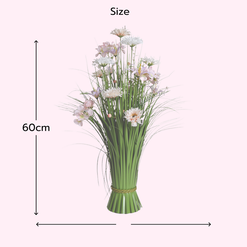 Pink and White Hydrangea Artificial Faux Floral Bundle Arrangement 60cm