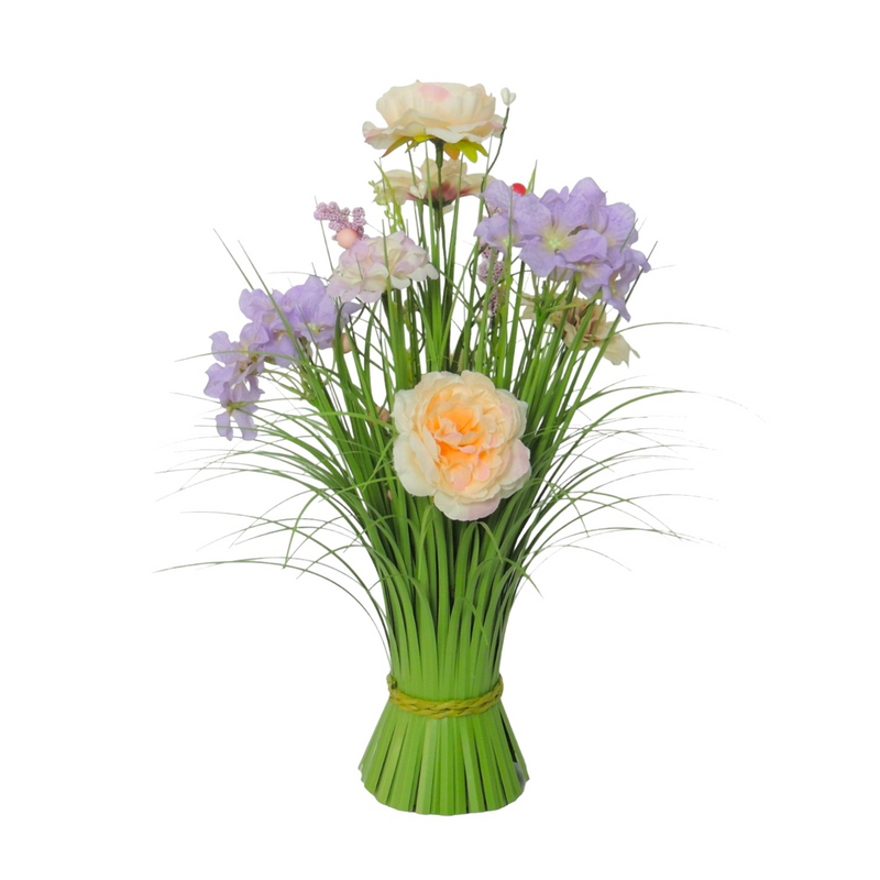 Hydrangea & Peony Artificial Faux Flower Floral Bundle Arrangement 40cm