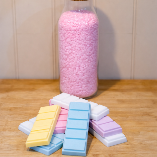 Pastel wax melt snap bars in clean and laundry inspired scents by Little House of Fragrance