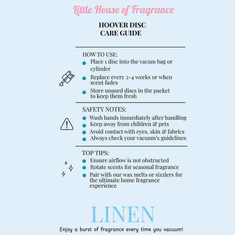 Linen Scented Vacuum Hoover Discs — Pack of 3 | Little House of Fragrance