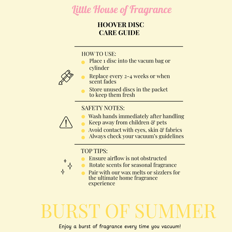 Burst of Summer Scented Vacuum Hoover Discs — Pack of 3 | Little House of Fragrance