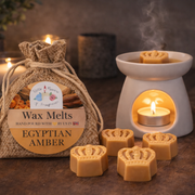 Little House of Fragrance Egyptian Amber wax melts with rich amber-inspired styling, warm golden tones and a smooth woody aesthetic.