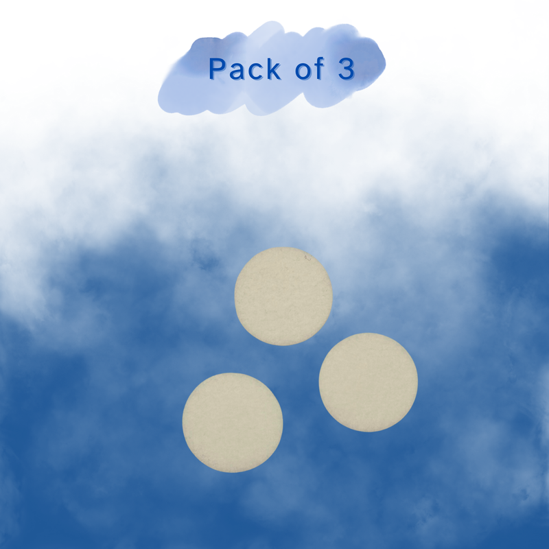 Three circle vacuum hoover freshener discs on a blue gradient background with 'Pack of 3' text.