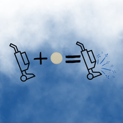 Scented vacuum hoover disc freshener diagram showing how adding a fragrance disc to your vacuum releases a fresh scent during cleaning, displayed on a blue gradient background.
