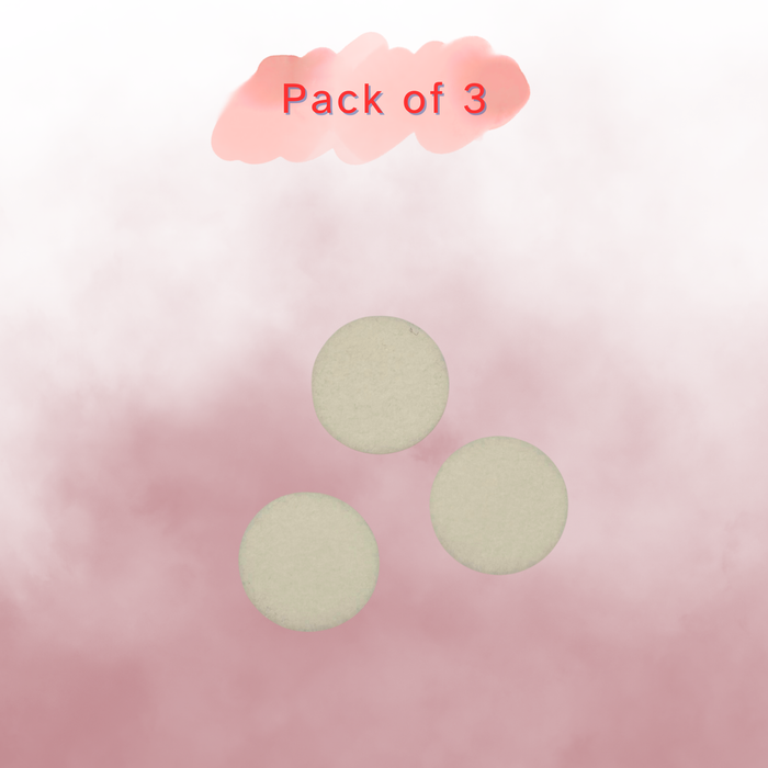 Three circle vacuum hoover freshener discs on a pink gradient background with 'Pack of 3' text.