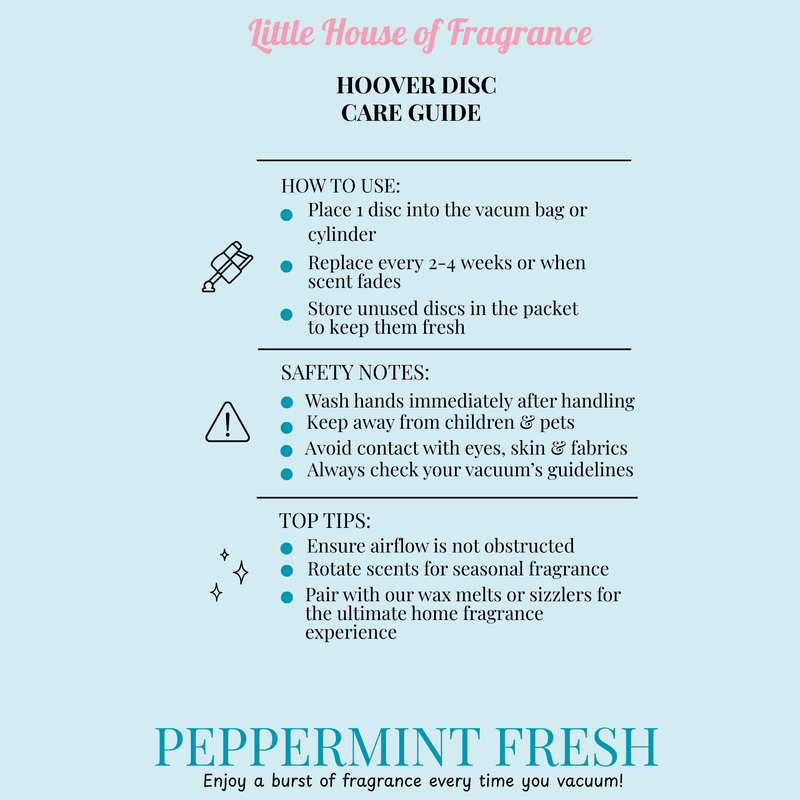 Peppermint Fresh Scented Vacuum Hoover Discs — Pack of 3 | Little House of Fragrance