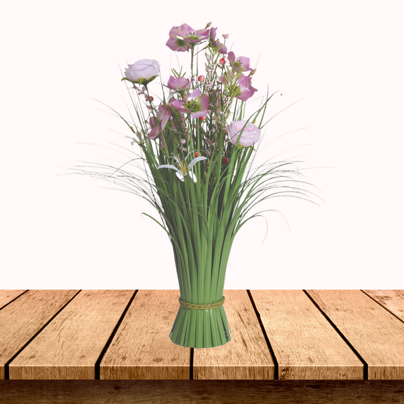 Pink and Purple Roses Artificial Faux Floral Bundle Arrangement 60cm