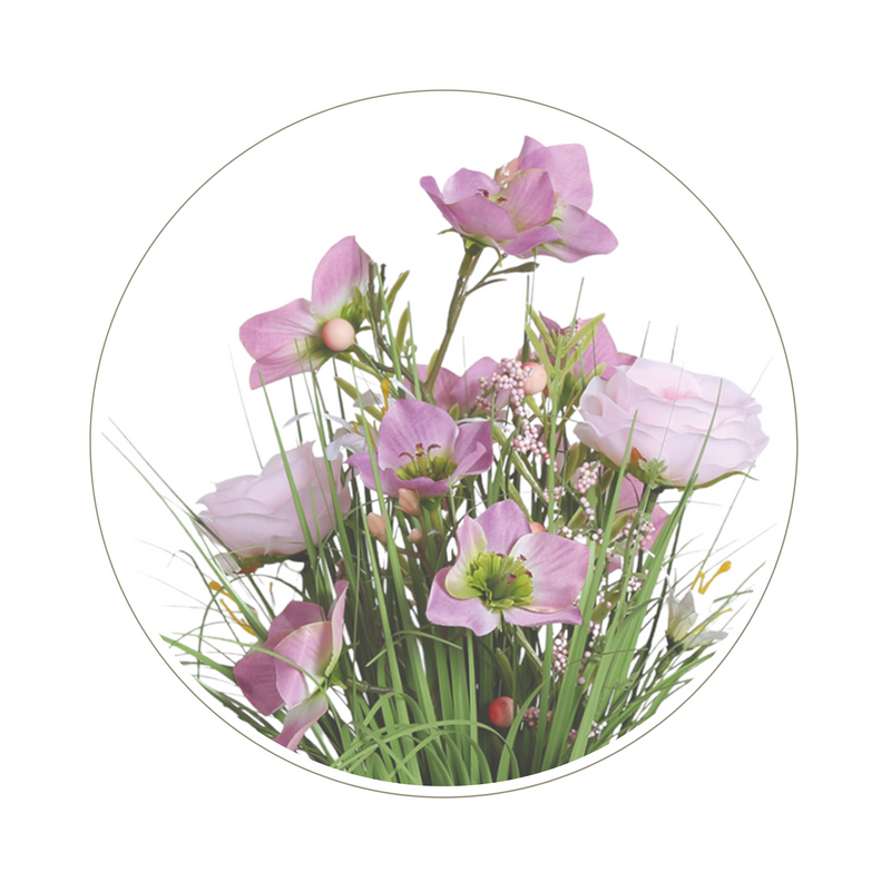 Pink and Purple Roses Artificial Faux Floral Bundle Arrangement 60cm