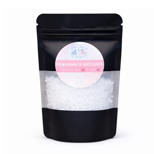 Close up of fragrance sizzlers 50g bag with biodegradable salt based crystals