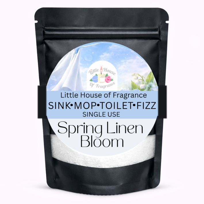 Little House of Fragrance Spring Linen Bloom Sink, Mop and Toilet Fizz Cleaner Single Use Bag