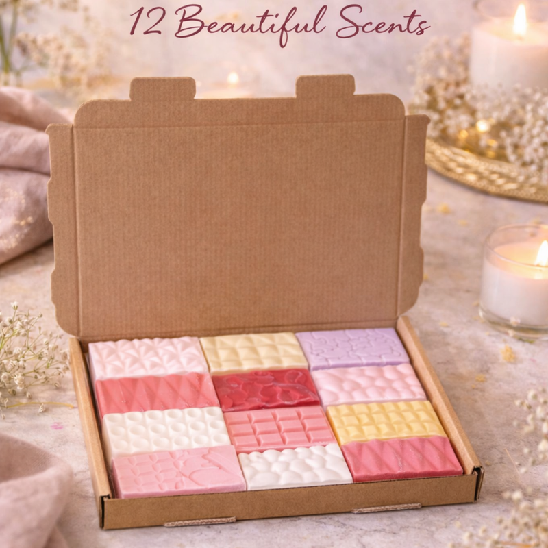 Blush & Bloom mini snap bar wax melts inside kraft gift box