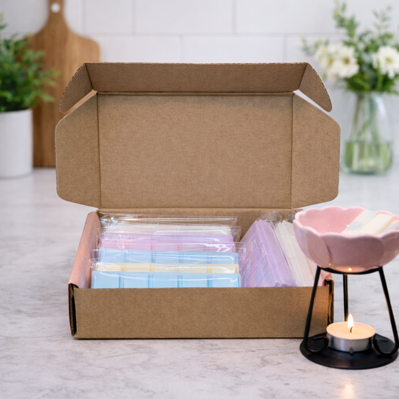 Pastel wax melt snap bars with wax burner