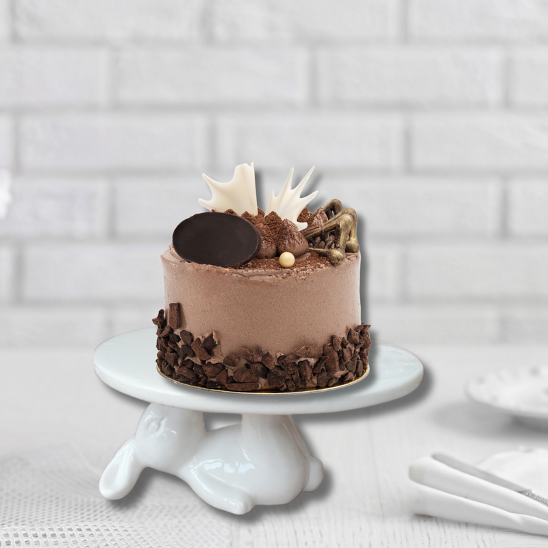 White Ceramic Bunny Rabbit Display Stand Cake Plate