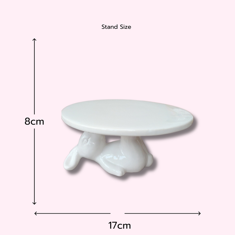 White Ceramic Bunny Rabbit Display Stand Cake Plate