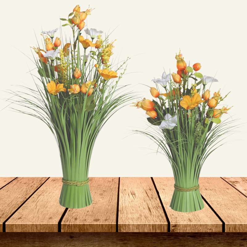 Orange and White Morning Glory Artificial Faux Floral Bundle Arrangement 60cm