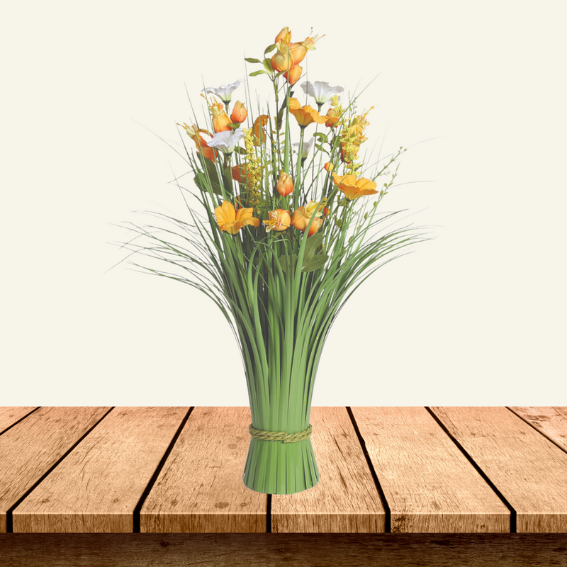 Orange and White Morning Glory Artificial Faux Floral Bundle Arrangement 60cm