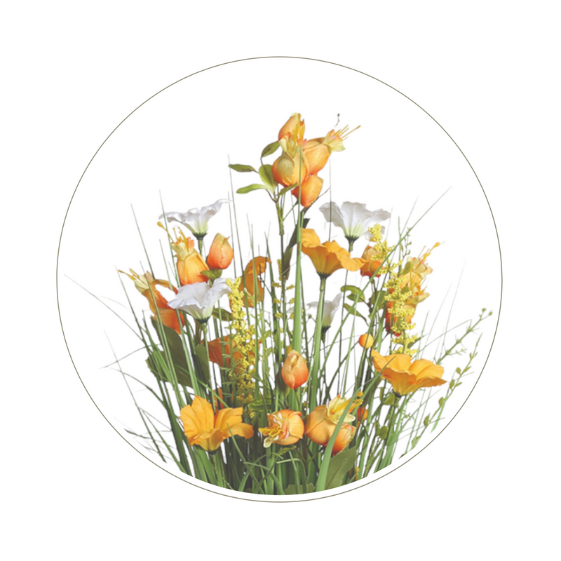 Orange and White Morning Glory Artificial Faux Floral Bundle Arrangement 60cm