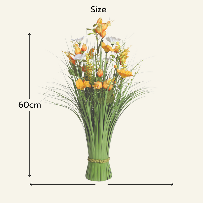 Orange and White Morning Glory Artificial Faux Floral Bundle Arrangement 60cm