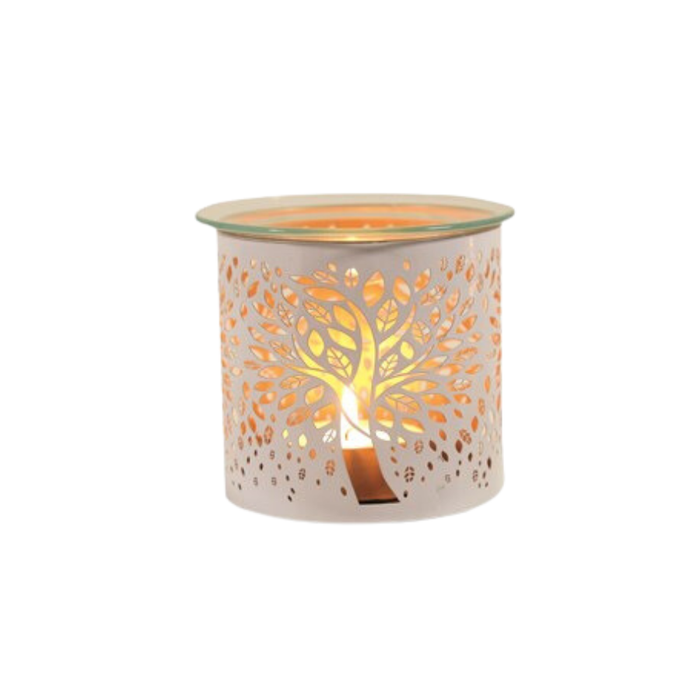 White Tree of Life Tealight Wax Melter and Candle Holder (10.5cm)