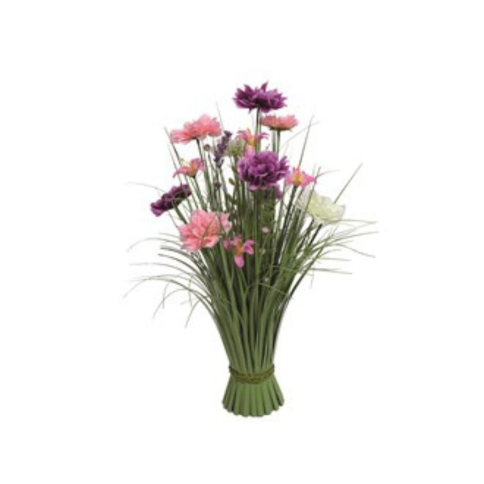 Grass Floral Bundle Pink and Purple Geranium and Lily (60cm)