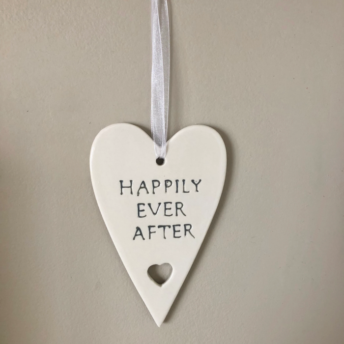 Happily Ever After Hanging Ceramic Heart