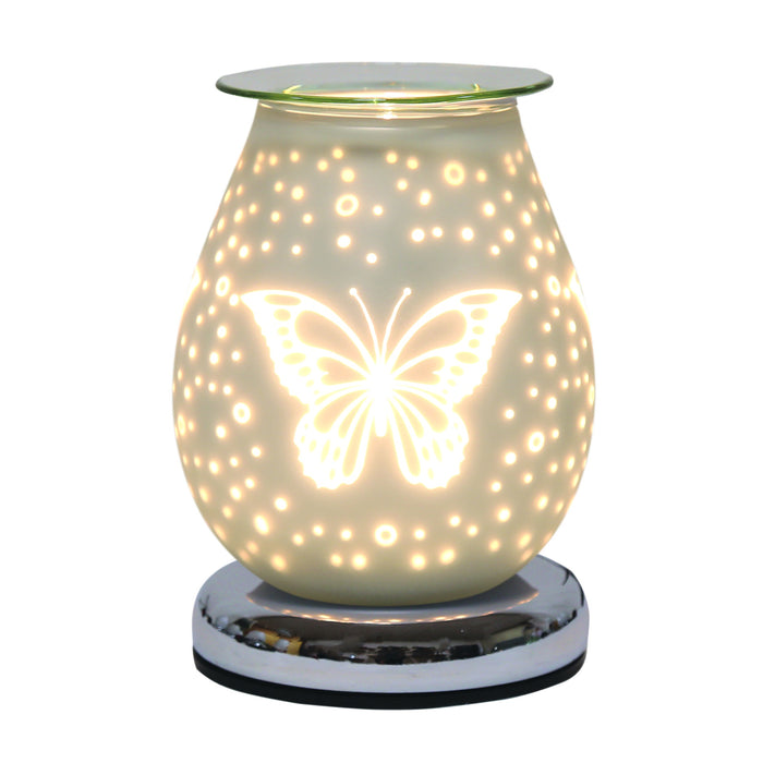 White Satin Butterfly Touch Electric Wax Melt Burner