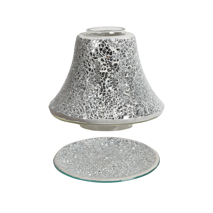 Aroma Accessories Silver Crackle Candle Shade & Tray