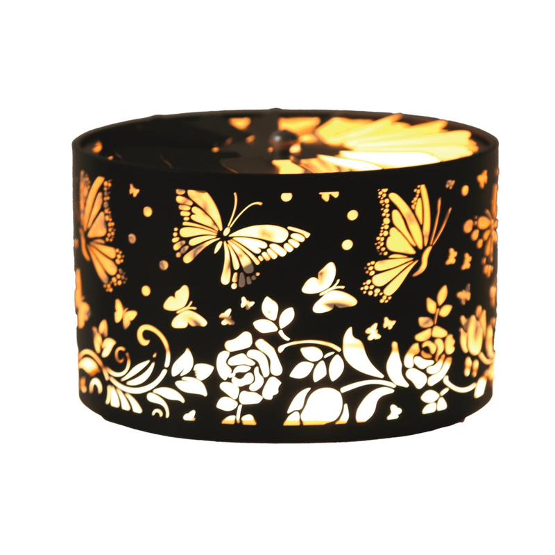 Aroma Black and Gold Butterflies Carousel Candle Shade