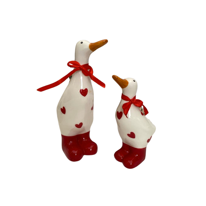 Large Ceramic Red Hearts  Duck