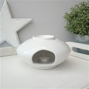 Stackable Large White Ellipse Ceramic Wax Melt Burner