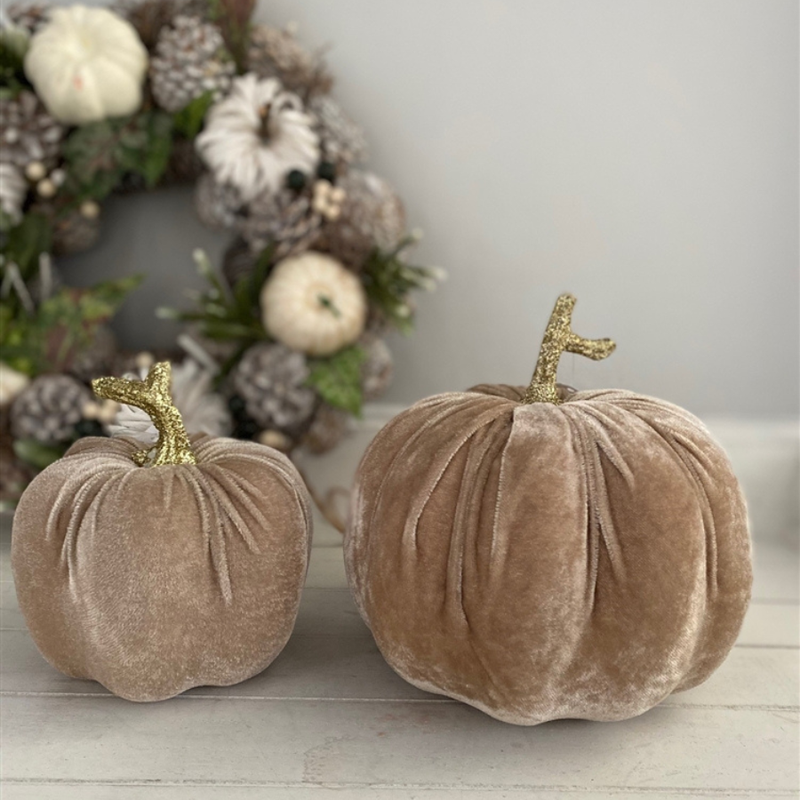 Fabric Pumpkin Ornament - Champagne