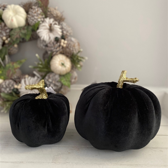 Fabric Pumpkin Ornament - Black