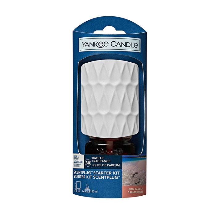 Yankee Candle Pink Sands Scentplug White Organic Pattern Starter Kit Plug & Refill