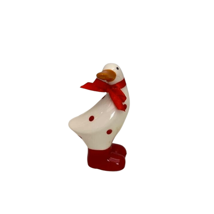 Small Ceramic Red Polka Dot Duck