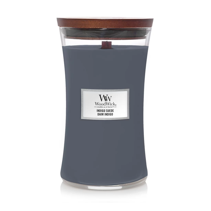 WoodWick Indigo Suede Large Hourglass Jar Candle